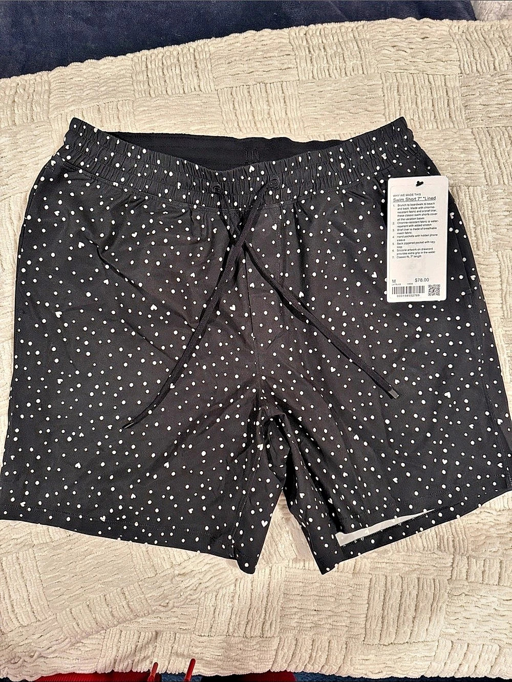 Peter Millar Swim Short 7" Lined 7" Lined Swim Trunks Black & White Size Medium